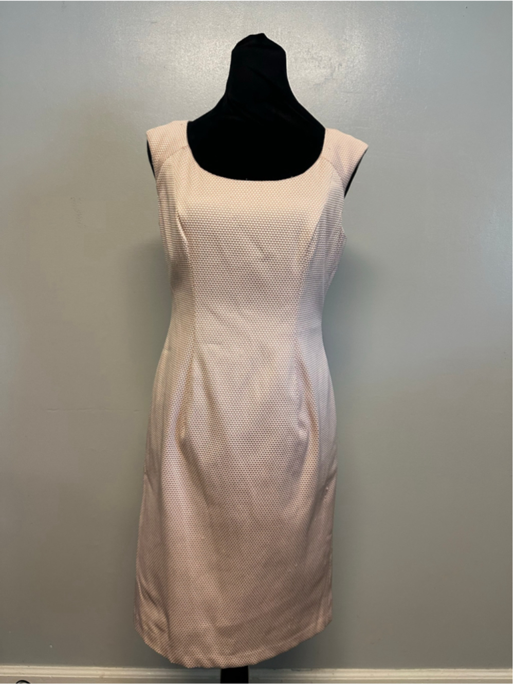 Adrianna Papell Midi Dress Size 4 Light Pink Beige Textured Sheath